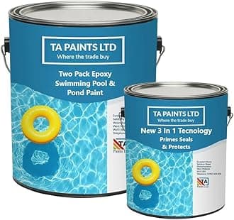 T A Paints Ltd Two Pack Epoxy Swimming Pool & Pond Paint 3 In 1 Primes Seals Protects Chemical Resistant Direct to Concrete Fibreglass Brick & Stone (2.5L BS 00 A 05 Grey)
