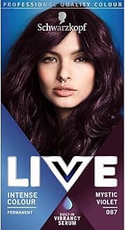 LIVE Schwarzkopf Intense Colour Mystic Violet Permanent Hair Dye 087, Long Lasting Purple Hair Dye with Built-In Vibrancy Serum, fade resistant purple Hair Dye