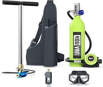 H400 Mini Scuba Tank 1.0L Scuba Tank Up to 20 Minutes Underwater Breathing Portable Diving Tank with On-Off Valve Reusable Pony Bottle for Underwater Exploration Emergency/Recreation