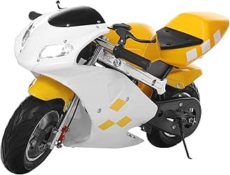 Kid Dirt Bike,49cc Motorbikes For Adults Mini Motorcycle Kids Gas Powered Motorcycle 49cc Mini Bike With Dual Headlights Rubber Handlebars Strong Power 2-Stroke For Children 8-14 170 lbs Yellow