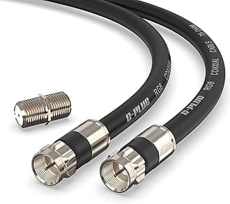 G-PLUG 30FT RG6 Coaxial Cable Connectors Set- High-Speed Internet, Broadband and Digital TV Aerial, Satellite Sky Cable Extension - Weather-Sealed Double Rubber O-Ring and Compression Connectors Black