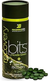RECOVERYbits - Organic Chlorella Tablets - Plant-Based Algae Superfood - Chlorophyll - Cracked Cell Wall - Energy - Immune System - Detox - Keto - Vegan - Non-GMO - Large Canister - 1000 Tablets