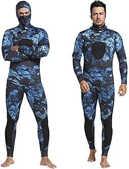 Camo Spearfishing Wetsuits Men 3mm /1.5mm Neoprene 2-Pieces Hooded Super Stretch Diving Suit