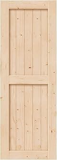 EaseLife 30in x 84in Sliding Barn Wood Door,Interior Doors,DIY Assemblely,Solid Natural Spruce Panelled Slab,Easy Install,Apply to Rooms & Storage Closet,H-Frame