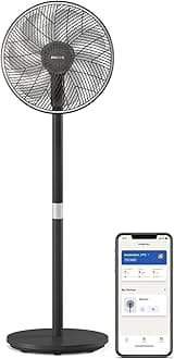 Philips Smart Pedestal Fan Series 3000. Powerful & Ultra-Quiet with SilentWings Technology. 19 dB. 2-in-1 Table & Standing Fan. Tiltable & Rotating. App Control. 12h timer. Black (CX3550/01)
