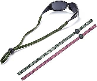 SHINKODA Sunglasses Strap for Men Safety Glasses Keeper Eyeglass Sport Band Sunglass Lanyards Adult Adjustable Strap to Hold Glasses on Head- Pack of 2, Space Dye(taro Purple & Moss)