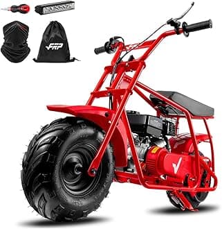FRP Mini Dirt Bike GMB100, 99 CC Gas Powered Mini Bike 4 Stroke 3HP, Off Road for Kids and Adult, Trail Bike Up to 24 Mph, Weight Support Up to 185 LBS (RED)