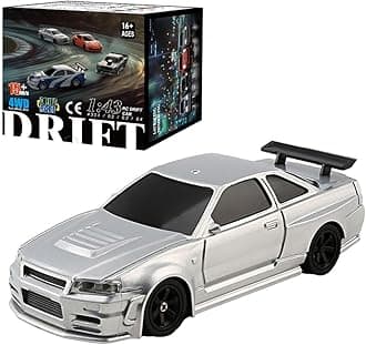 Aetheria Remote Control Drift Car for Adults 1:43 RC Electric Racing Car with Lights 4WD Racing Hobby Vehicle for Adults - RTR Version, Silver, K55W4P4C07L851O4173U