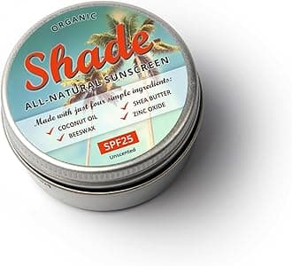 Shade All-Natural Sunscreen SPF25-15ml | Pocket-Sized Mineral Sun Cream with Organic Coconut Oil, Shea Butter, Beeswax & Zinc Oxide | EU Tested & Non-Toxic | Safe for All Skin Types & Ages