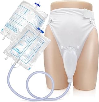 Catheter for Men, Urine Collection Bag for Elderly Men Male Age 80, Reusable Portable Silicone Urinal with 2 Bags (White-Elderly Men)