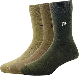 Peter England Mens Cotton Full Length Socks (Pack of 3) Beige, Khaki, Olive