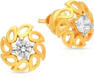Malabar Gold & Diamonds 18kt Gold Earrings for Women | 18k Gold Earrings for Birthday, Anniversary, Valentine's Day & Festival Gift | 18 kt (750) BIS Hallmark Certified Gold Stud Earrings