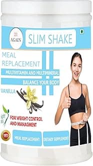 21 Again Meal Replacement Shakes - Slim Shake - For Healthy Weight Management With - Natural Ayurvedic Herbs - Vitamin, Minerals For Weight Control Protein Shake (Vanilla 500g)