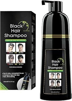 Black Hair Dye Shampoo for Gray Hair, DEXE Semi-Permanent Hair Color Shampoo for Women and Men, Simple to Use and Lasts 30 Days-Fast Acting, Herbal Ingredients and Ammonia Free (14 Fl oz)