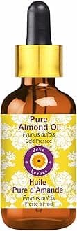 Deve Herbes Pure Almond Oil (Prunus dulcis) with Glass Dropper | Cold Pressed | Natural | Undiluted | For Diluting Essential Oils | For Hair, Skin & Massage | Men & Women | 100ml