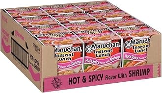 Maruchan Instant Lunch Hot & Spicy Shrimp, Ramen Noodle Soup, Microwaveable Meal, 2.25 Oz, 12 Count