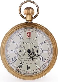 Antique Copper London Pocket & fob Watches Mechanical Watch Hand Wind Mens Pocket with Chain Xmas Gift Box
