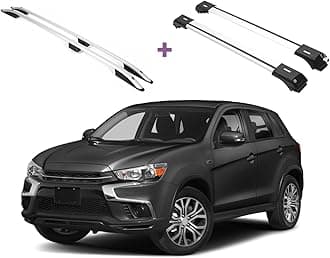 ERKUL Set of Roof Side Rails Rack + Cross Bars for Mitsubishi Outlander Sport ASX 2011-2026 | Complete Roof Rack System | Rooftop Luggage Carrier, Kayak, Canoe, Ski | Designed for Bare Roofs | Silver