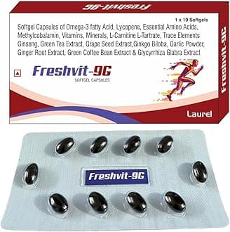 Freshvit-9G Capsules #LYCOPENE # MULTIVITAMIN #GREEN TEA EXTRACT # GINKGO BILOBA # GINSENG # GRAPE SEED EXTRACT # GARLIC EXTRACT # GINGER ROOT EXTRACT # GREEN COFFEE BEAN EXTRACT # SOFT GEL CAPSULES