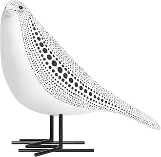 Quoowiit Bird Figurine, Modern Sculpture and Statues for Home Decor, Animal Statues for Bookshelf, Table, Entryway, Fireplace, Resin Decorative Sculpture with Chic Polka Dots Art Design (White)