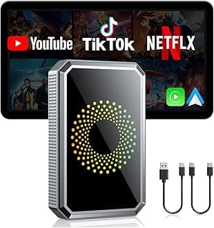 LAMTTO 3-in-1 Magic Video Box for Streaming Netflix/YouTube/TikTok, Wireless Carplay Adapter Dongle with USB Drive for OEM Wired Apple Car Play and Android Auto Cars