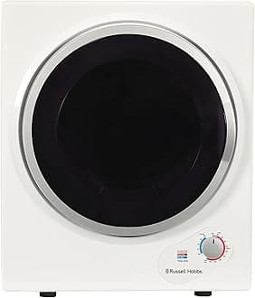 Russell Hobbs RH3VTD800 White 2.5kg Compact Mini Vented Tumble Dryer, Portable, Freestanding Table top Dryer with 3 Heat Settings
