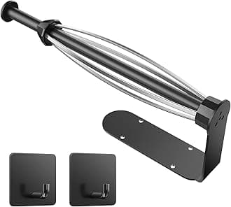 Paper Towel Holder Under Cabinet, Single Hand Operable Wall Mount with Damping Effect, Self-Adhesive or Drilled Paper Roll Holders for Kitchen, Bathroom, RV(2 Towel Robe Hooks)