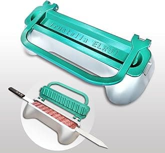 – Ultimate Kebab Maker: Heavy-Duty Aluminum with Food-Grade Teflon for Optimal Hygiene User-Friendly Skewer Machine Craft Easy Professional-Looking Kebabs Essential Grilling Tool (Green-Silver Serenity)