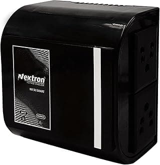 NEXTRON Mini Voltage Stabilizer for Applicable for Smart TV's up to 82cm (32')+Set Top Box|4AMPS / 50HZ Capacity | LED Indicator Working Range 130V-270V AC | 1 Year Replacement, 4 Years Service-Black