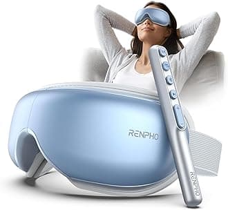 Eye Massager with Heat, Birthday Valentines Day Gifts, Migraine Massager with Remote, Compression, Silent Mode, Bluetooth, Heated Sleep Mask for Strain Relief, Stye Eye, Improve Sleep