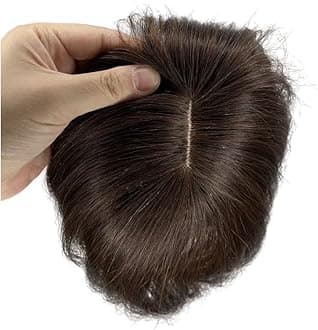 Anemone 100% Human Hair Toppers Clip in Hairpieces with 3D Air Bangs for Women Straight Toupee Middle Part Wiglets for Mild Hair-Loss (Dark Brown)