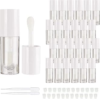 COSIDEA 14pcs Empty 6ml big doe foot wand Chunky lip gloss tubes for DIY lipgloss,Pink round lipgloss containers tubes with thick wand (White)