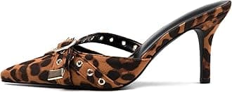 Kitten Heels for Women Pointed Toe Heels Studded Slip On Bow Heels Mules Faux Suede Sandals Kitten Heel Pumps