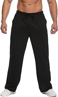 Men's Lightweight Sweatpants Open Bottom Sweat Pants for Men Straight Leg Gym Sweatpants Lounge Pants with Pockets