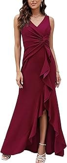 FQA Formal Evening Dresses for Women Elegant Evening Party Prom Dress Long Sexy V Neck Sleeveless Split Wrap