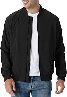 Rdruko Men's Lightweight Bomber Jacket Flight Golf Casual Active Shell