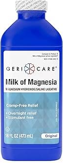 McKesson Geri-Care Milk of Magnesia Original Flavor Liquid Laxative, Fast Overnight Relief Saline Laxative, 16 oz, 12 Bottles,