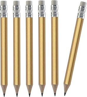 TH Golf 100 Pcs Mini Golf Pencils 4 Inch with Sharpened Eraser Wooden Pencil for School Wedding Toddlers Home Business Multiple Colors (Gold)