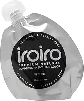 IROIRO Premium Natural Semi-Permanent Hair Color 10 Iro Black (8oz) by Iroiro