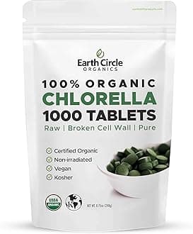 Organic Chlorella Tablets 1000 Count | High Potency Chlorophyll Supplement | Pure Chlorella Pyrenoidosa | Broken Cell Wall for Maximum Absorption | Vegan, Kosher, Non-GMO Superfood - Pack of 1
