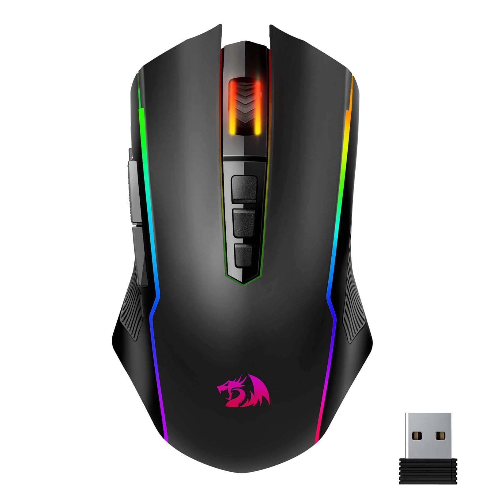 Wireless Gaming Mouse, Tri-Mode 2.4G/USB-C/Bluetooth Mouse Gaming, 12000 DPI, RGB Backlit, Fully Programmable, Rechargeable Wireless Computer Mouse for Laptop PC Mac, Black