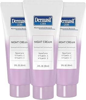 Night Cream 3-Pack – Anti-Aging Face Moisturizer with Squalane, Hyaluronic Acid, Vitamin C, and Vitamin E, 2 Oz Ea