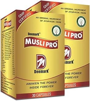 Deemark Musli Pro 60 Capsules for Strength, Stamina & Power | 100% Ayurvedic | Improves Immunity | Reduces Stress