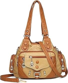 XZEIT Handbag For Women, Vintage Quality Leather Luxury Handbags Women Bags Designer Ladies Hand Bags For Women (Color : Khaki)