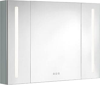 Medicine Cabinet with Lights, LED Medicine Cabinet with Mirror, 30"×27.5"×5", Recessed & Surface Mount Medicine Cabinet, LED Medicine Cabinet Mirror for Bathroom, Defog, Dimmer, 3 Doors
