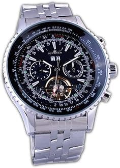 Golden Bezel Big Dial Tourbillon Design Mens Watches Brand Luxury Stainless Steel Automatic Mechanical Wrist Watch with Calendar