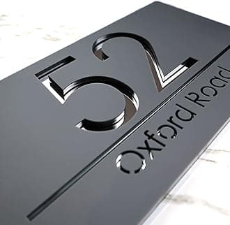 K Smart Sign | Bellisima H3 F31 | Matt Dark Gray Personalised House Sign Laser Cut 3d Door Numbers Street Address Grey Number Signs Plaque | 300mm x 160mm (Matt Dark Gray & Silver Mirror)