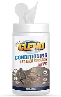 Cleno Conditioning Leather Surface Wet Wipes For Sofas/Bags/Leather Clothes/Car Seat/leather Interior/Luggage/Briefcases/Shoes/Handbags Restores polish & Gives Shine - 50 Wipes (Ready to Use)