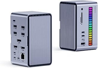 Hagibis USB C Docking Station Monitor, LED Strip Light USB-C Hub Type-C Adapter with HDMI, M.2 SSD Enclosure, 100W Power Delivery, USB 3.1, Ethernet, SD/TF for MacBook Air Pro, Laptop (U100 Ultra)