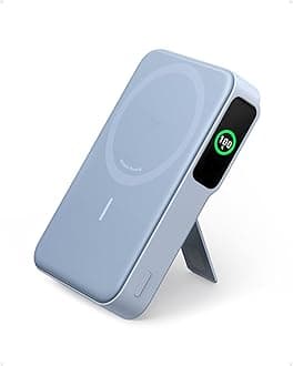 MagGo Power Bank, Qi2 Certified 15W Ultra-Fast MagSafe-Compatible Portable Charger, 10,000mAh Battery Pack with Smart Display and Foldable Stand, For iPhone 15/14/13/12 Only(USB-C Cable Include)